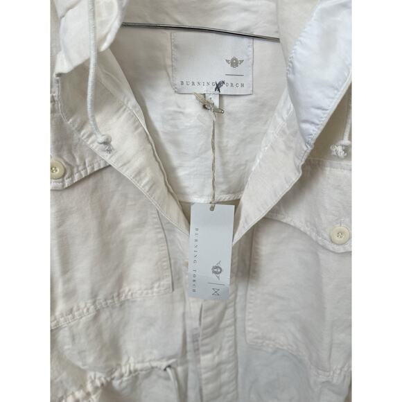 Burning Torch Italian Linen Blend Hooded Jacket Size M NWT - Picture 1 of 6